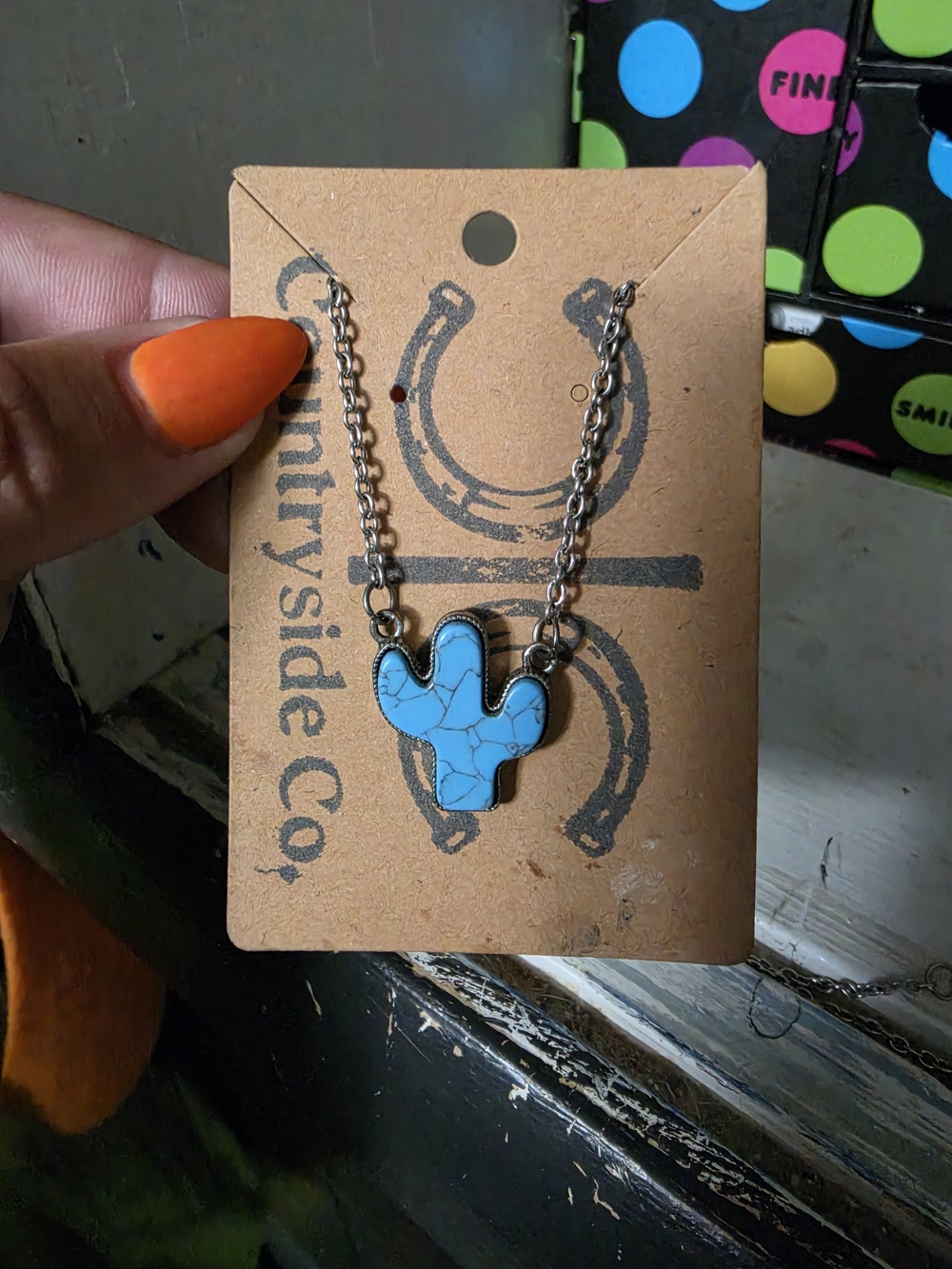 Turquoise Cactus Necklace - Blue